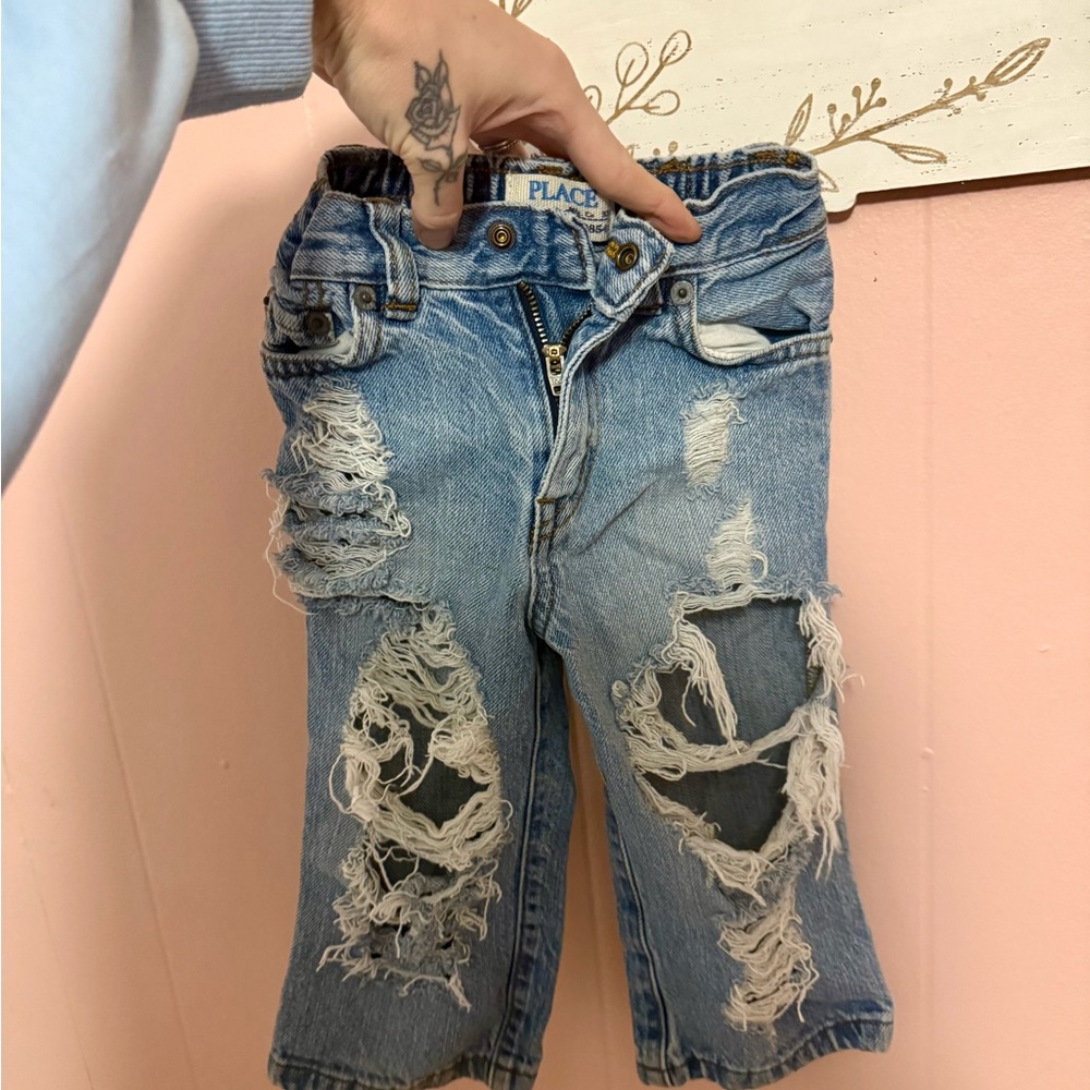 18m Distressed Light Wash Kids Jeans